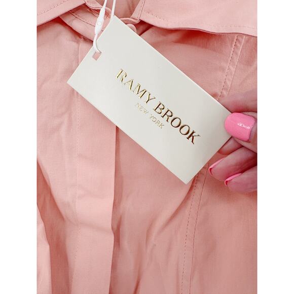 RAMY BROOK Top NEW Size XS Light Orange Lucia Collar Button Down $325 - Picture 4 of 5